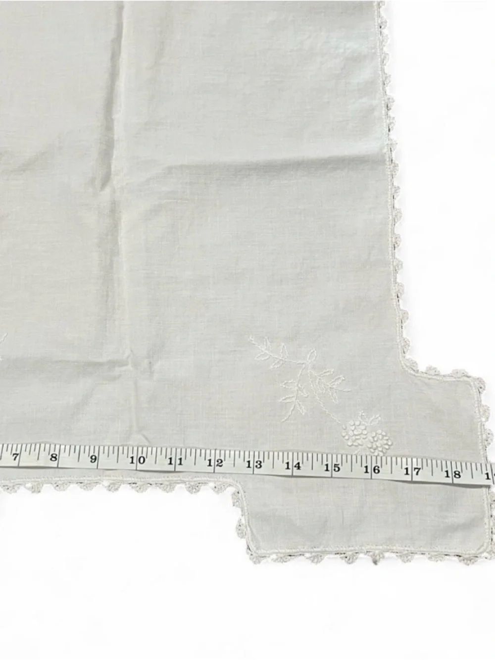 Embroidered Linen Table Runner in Soft White